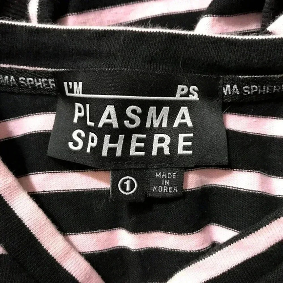 PLASMA SPHERE Korea Black/Pink Striped Crop Top - Picture 7 of 10